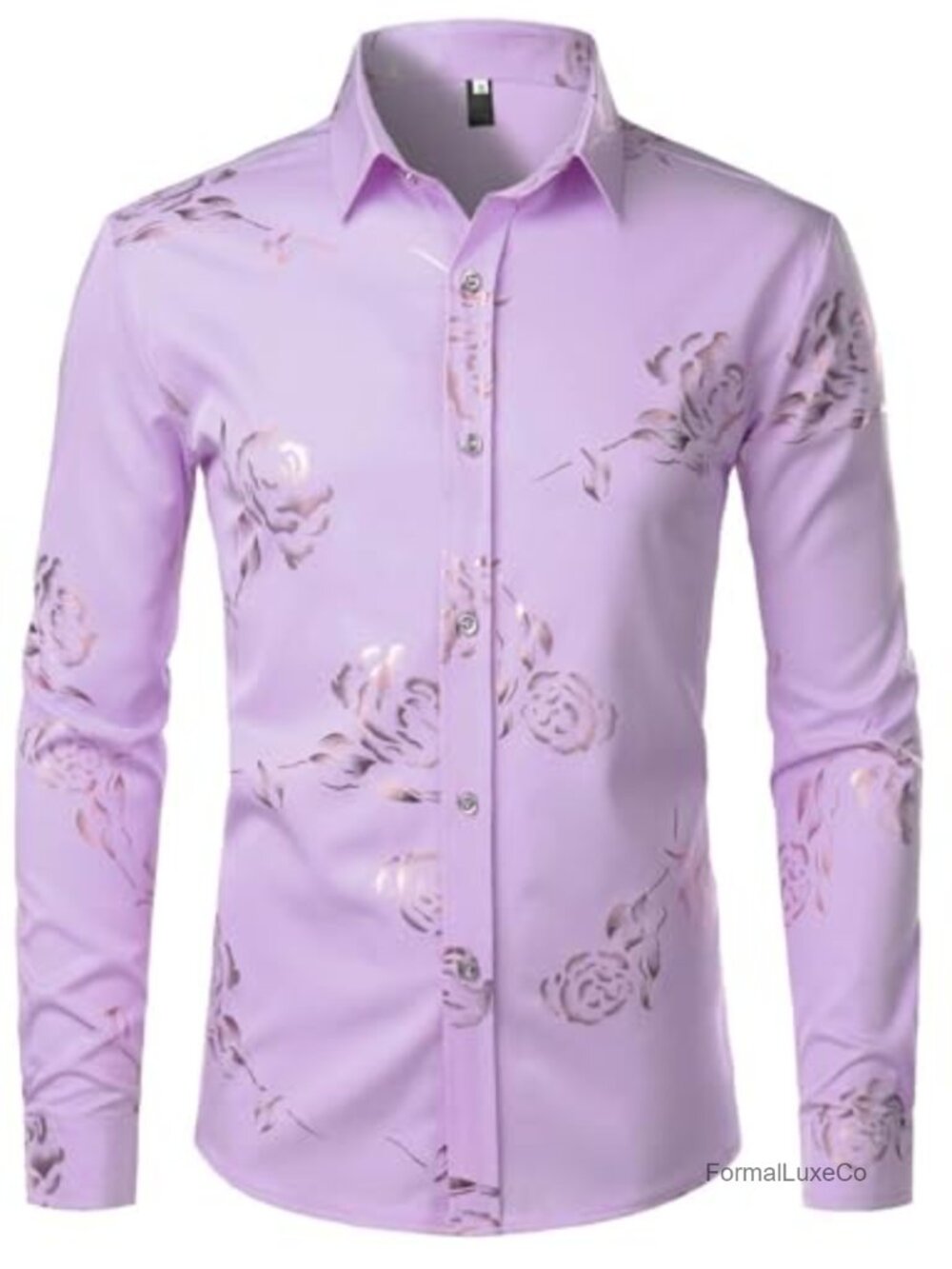 Mens Rose Floral Luxury Printed Button Down Dress Shirt Long Sleeve Party Prom